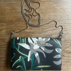 Diane Von Furstenberg Black and Green Floral Crossbody Bag